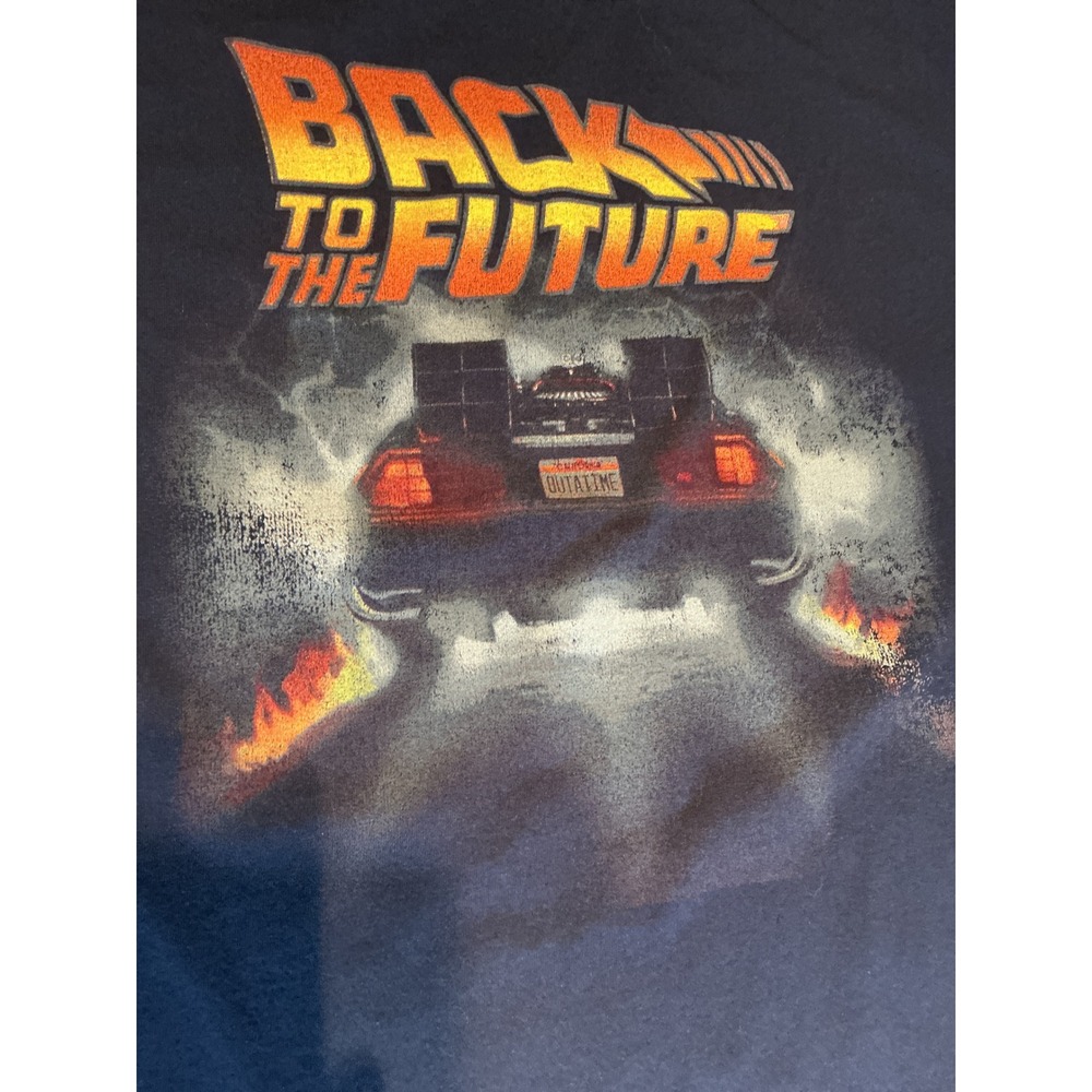 Back to the Future DeLorean Graphic T-Shirt Navy Blue Men XL RN 111647